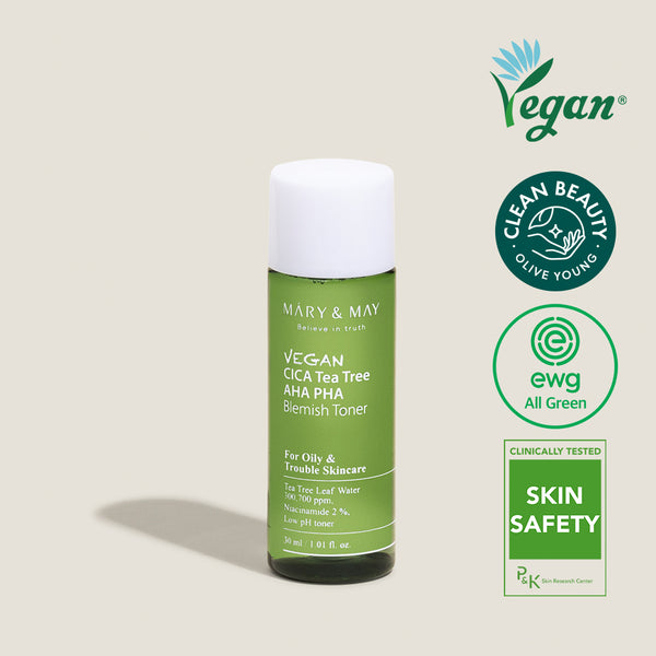 Vegan CICA Tea Tree AHA PHA Blemish Toner - 30ml